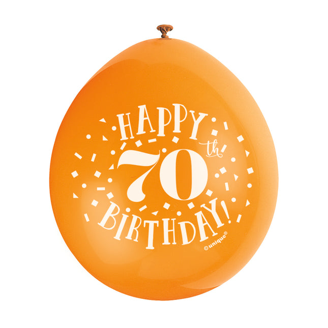 Ballonnen Happy Birthday 70 Jaar 28cm 10st