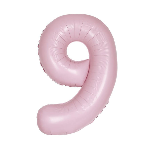 Roze Cijfer Ballon 9 Jaar Matte 86cm