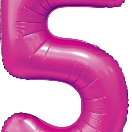 Fuchsia Cijfer Ballon 5 Jaar Glans 86cm