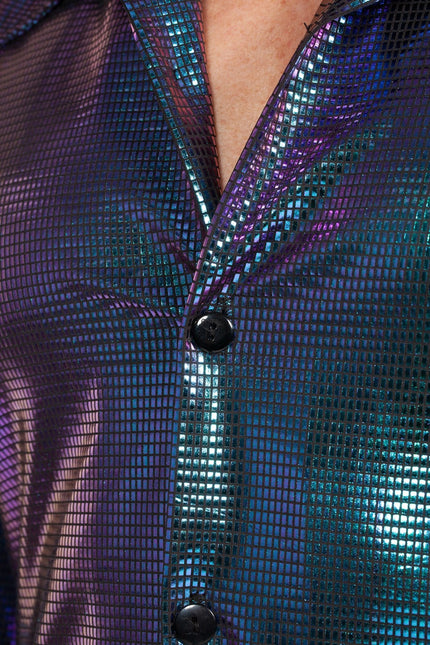 Disco Blouse Metallic Paars Blauw