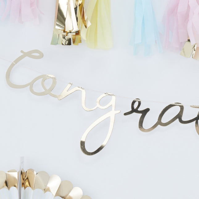 Gouden Letterslinger Congratulations 1,5m