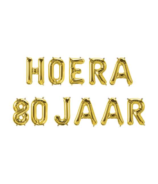 Gouden Ballonnen Set 80 Jaar Hoera 1,9m