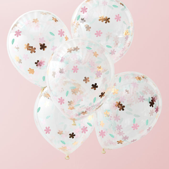 Confetti Ballonnen Bloemen 30cm 5st