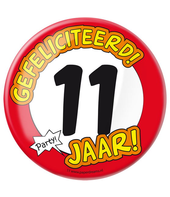 Button 11 Jaar Verkeersbord 10,2cm