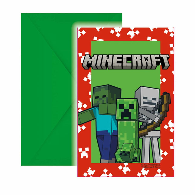 Minecraft Uitnodigingen 6st