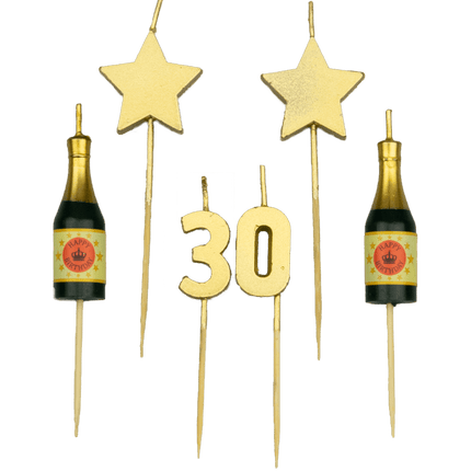 Kaarsjes 30 Jaar Champagne 17,5cm