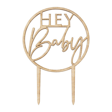 Taarttopper Hey Baby Hout 20cm