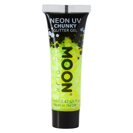 Moon Glow Neon UV Chunky Glitter Gel Yellow 12ml