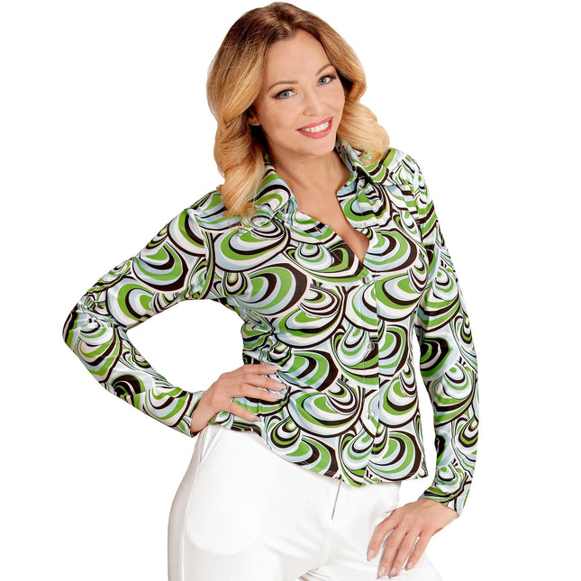 Disco 70S Blouse Groen Dames