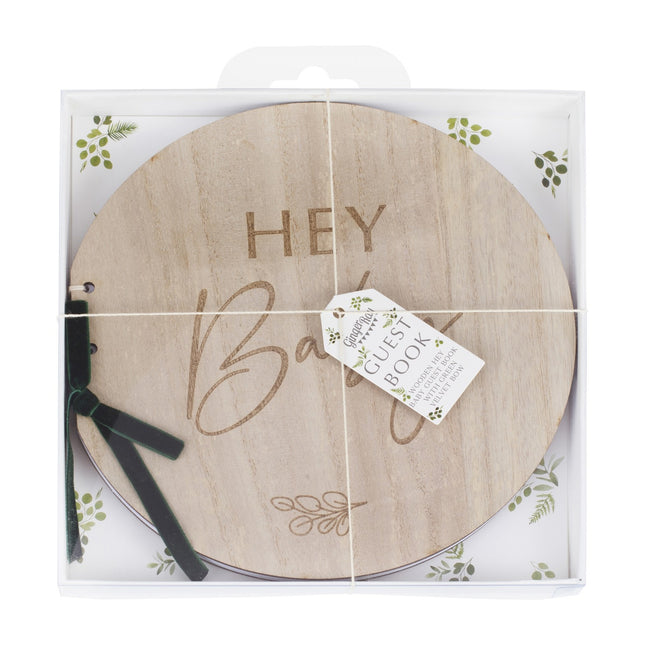 Gastenboek Hey Baby Hout 22cm