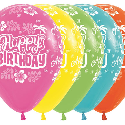 Ballonnen Happy Birthday Hawaiian Mix 30cm 25st