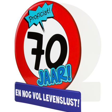 Verjaardagskaart 70 Jaar Verkeersbord 16,5cm