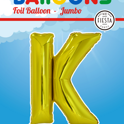 Folie Ballon Letter K Goud XL 102cm leeg