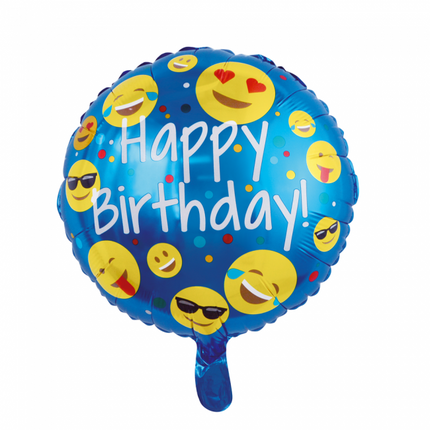 Helium Ballon Happy Birthday Emoji 45cm leeg