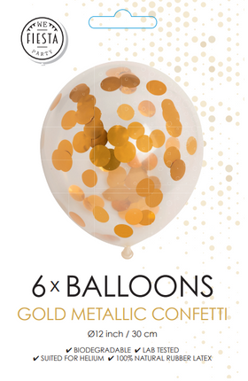 Confetti Ballonnen Goud 30cm 6st