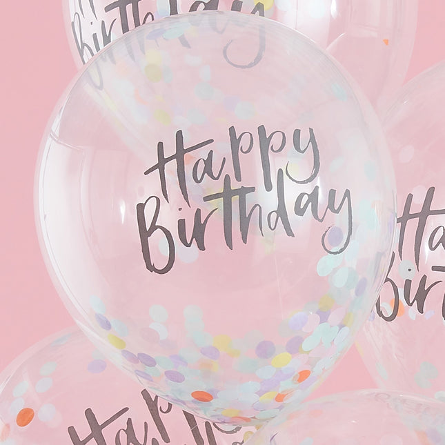 Happy Birthday Confetti Ballonnen 30cm 5st