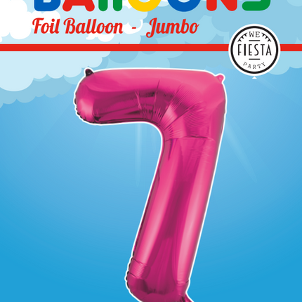 Folie Ballon Cijfer 7 Fuchsia XL 86cm leeg