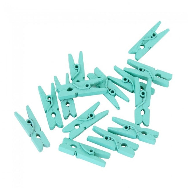 Mini Knijpers Hout Mint Groen 24st