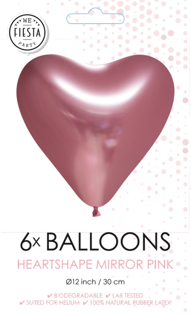 Hartjes Ballonnen Roze 30cm 6st