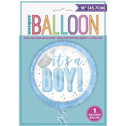 Geboorte Helium Ballon It's A Boy Blauw 45cm leeg