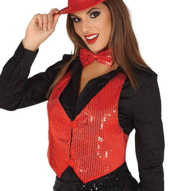 Glitter Gilet Rood Dames