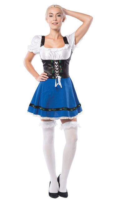 Dirndl Jurk Oktoberfest Blauw Witte Strik