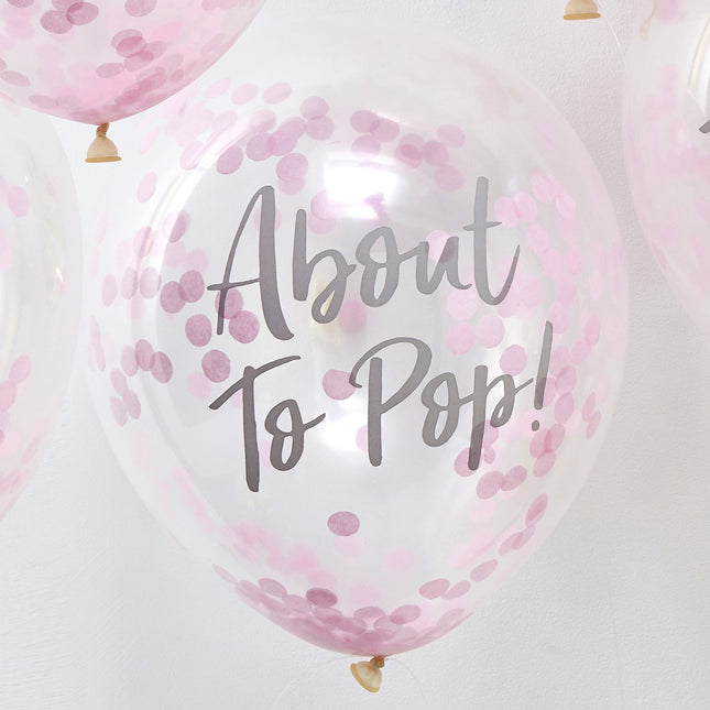 Roze Confetti Ballonnen About To Pop 30cm 5st