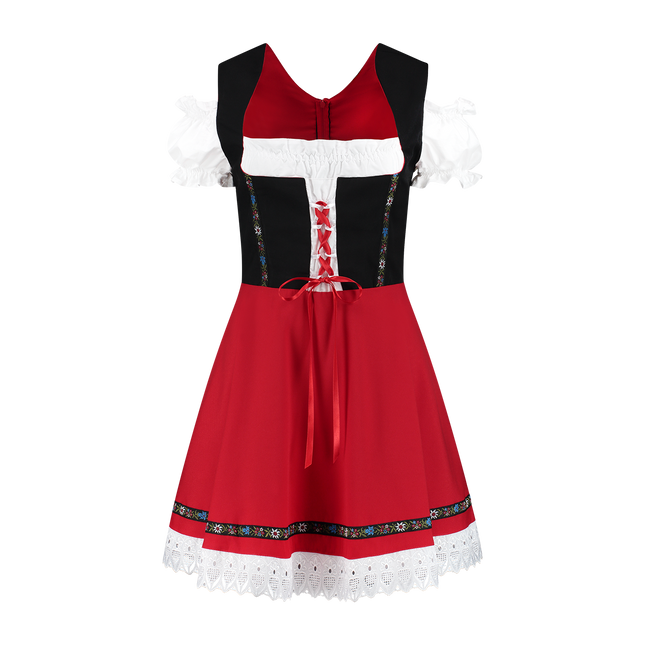 Oktoberfest Dirndl Jurk Oktoberfest Zwart Rood Dames