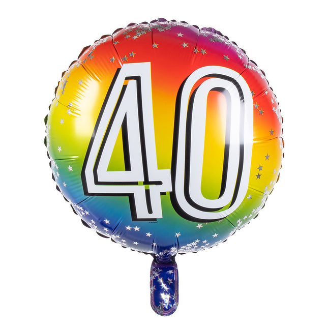 Regenboog Cijfer Ballon 40 Jaar 45cm