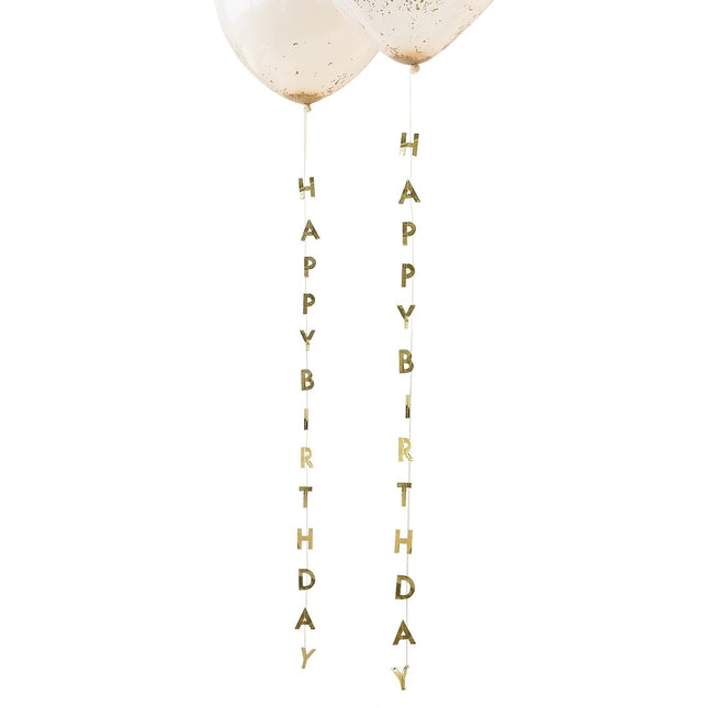 Gouden Happy Birthday Ballon Slinger 1m