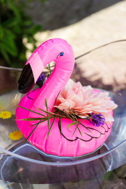 Opblaas Flamingo Bekerhouders 25cm 2st