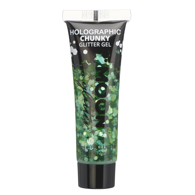 Moon Glitter Holographic Chunky Glitter Gel Green 12ml