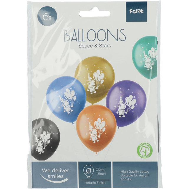 Ballonnen Space & Sterren Gekleurd 33cm 6st