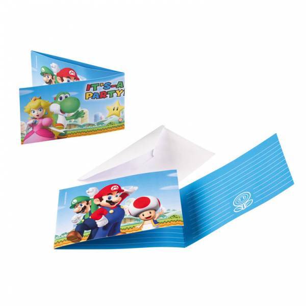 Super Mario Uitnodigingen 8st