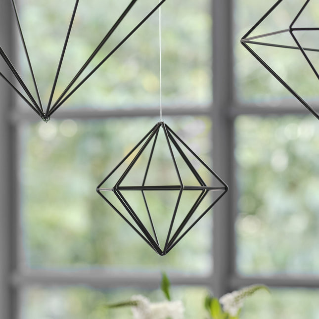 Zwarte Hangdecoratie Diamant Metaal 15cm