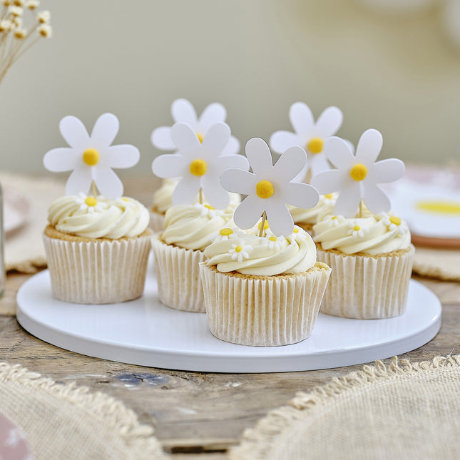 Babyshower Cupcake Toppers Madeliefjes 12st