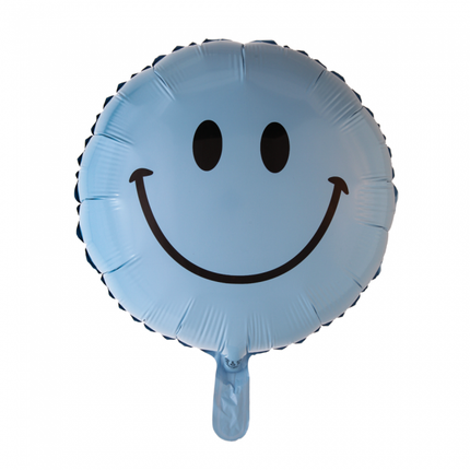 Helium Ballon Emoji Smile Lichtblauw 45cm leeg