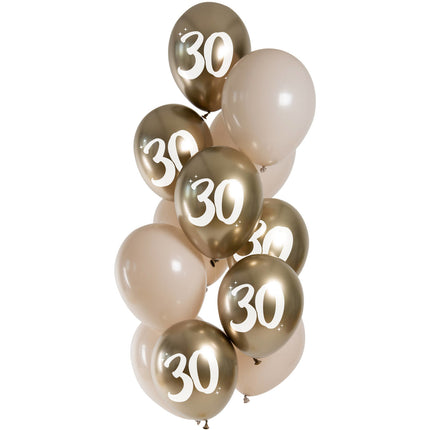 Gouden Ballonnen 30 Jaar Chroom 33cm 12st