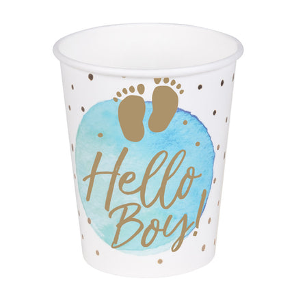 Geboorte Bekers Hello Boy Papier 210ml 10st