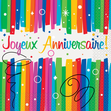 Servetten Joyeux Anniversaire 33cm 16st