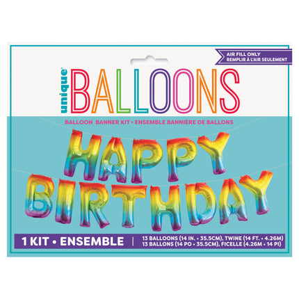 Folie Ballon Happy Birthday Regenboog Leeg 4,31m