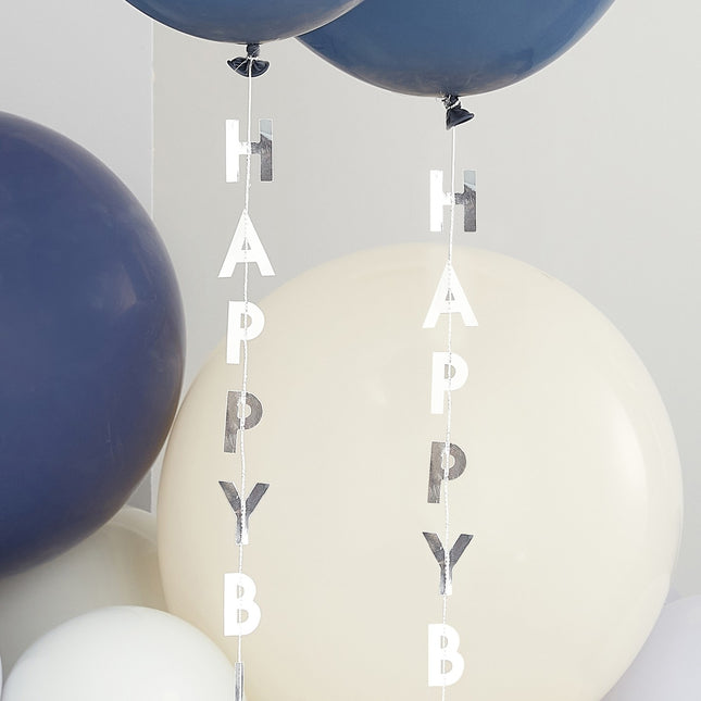 Zilveren Happy Birthday Ballonnenlint 1m 5st