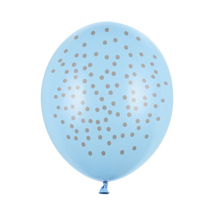 Blauwe Ballonnen Grijze Stippen 30cm 6st