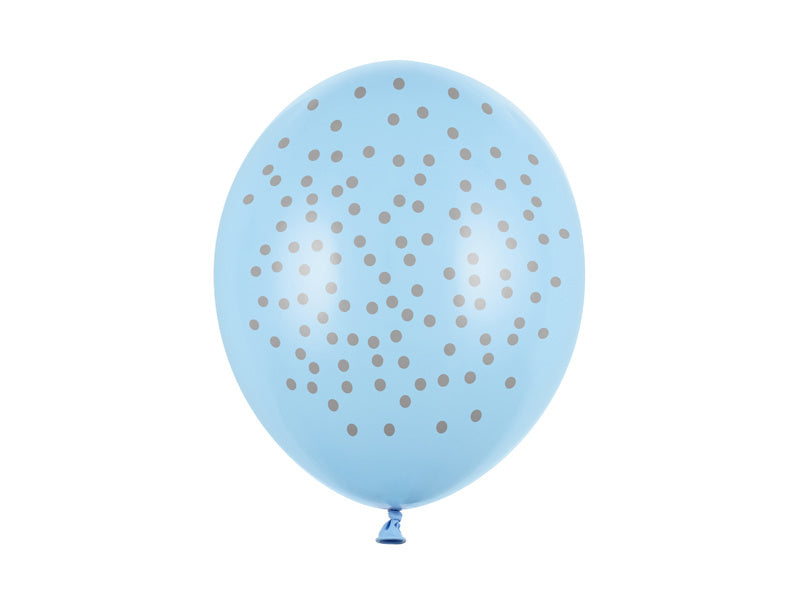 Blauwe Ballonnen Grijze Stippen 30cm 6st