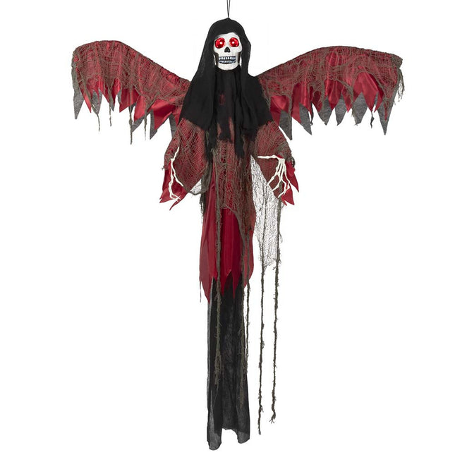 Halloween Vliegend Skelet Rood 198cm