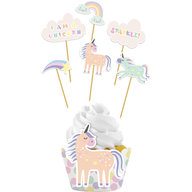 Unicorn Cupcake Toppers Rainbows 12 delig