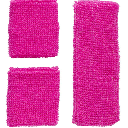 Neon Roze Zweetbandjes 2 delig