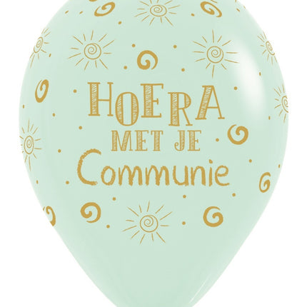 Ballonnen Hoera Met Je Communie Pastel Matte Green 30cm 25st