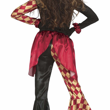 Horror Clown Halloween Kostuum Dames Rood Goud