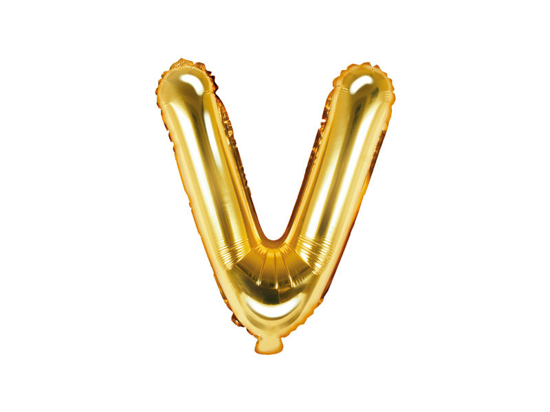 Folie Ballon Letter V Goud Leeg 35cm